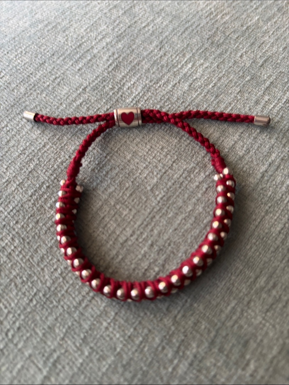Brighton Red Braided Bracelet with Silver Bead Accents